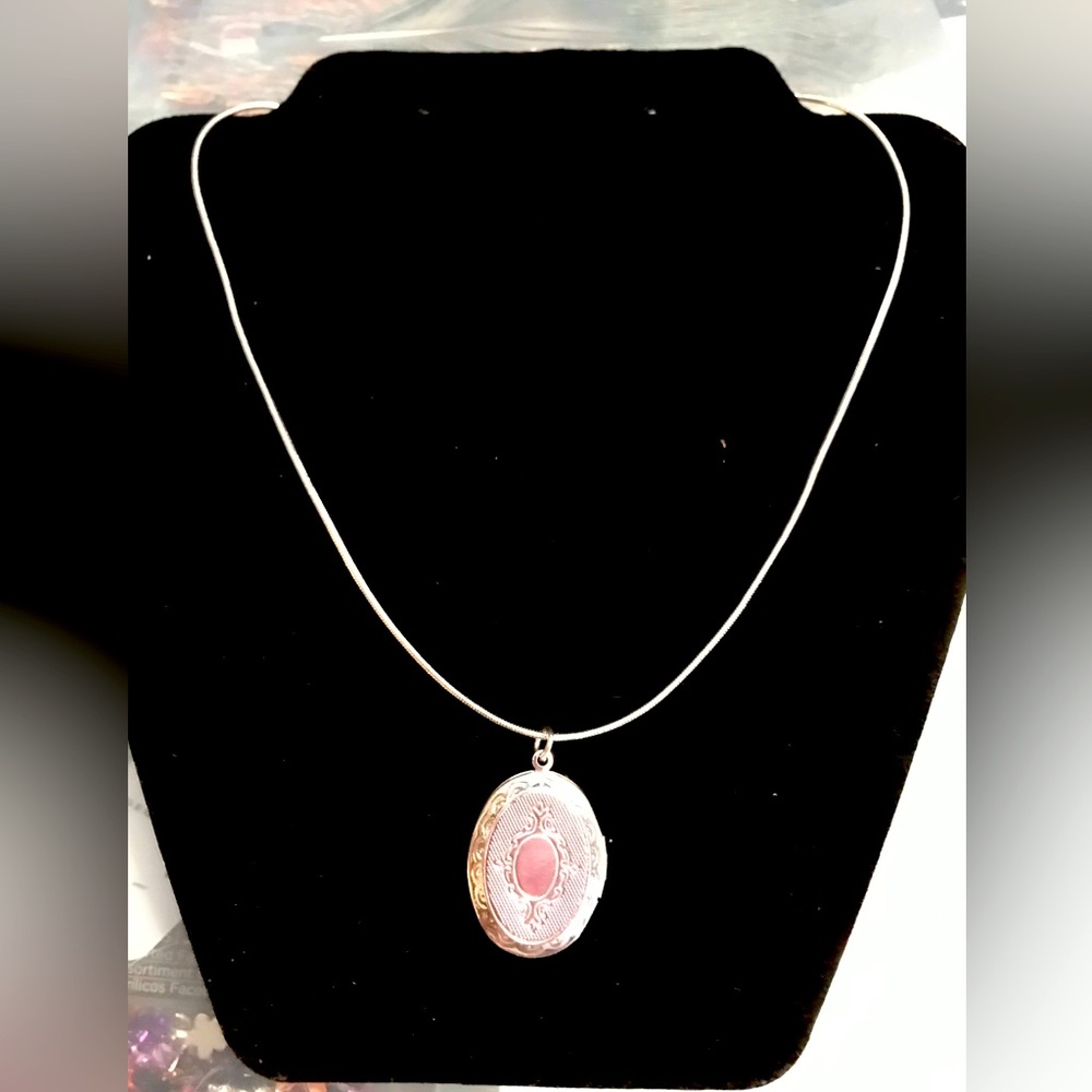 Silver locket necklace